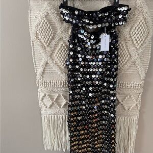 Lovers + Friends Beach Waves Metallis Sequin Embellished Skirt and Top Set Sm